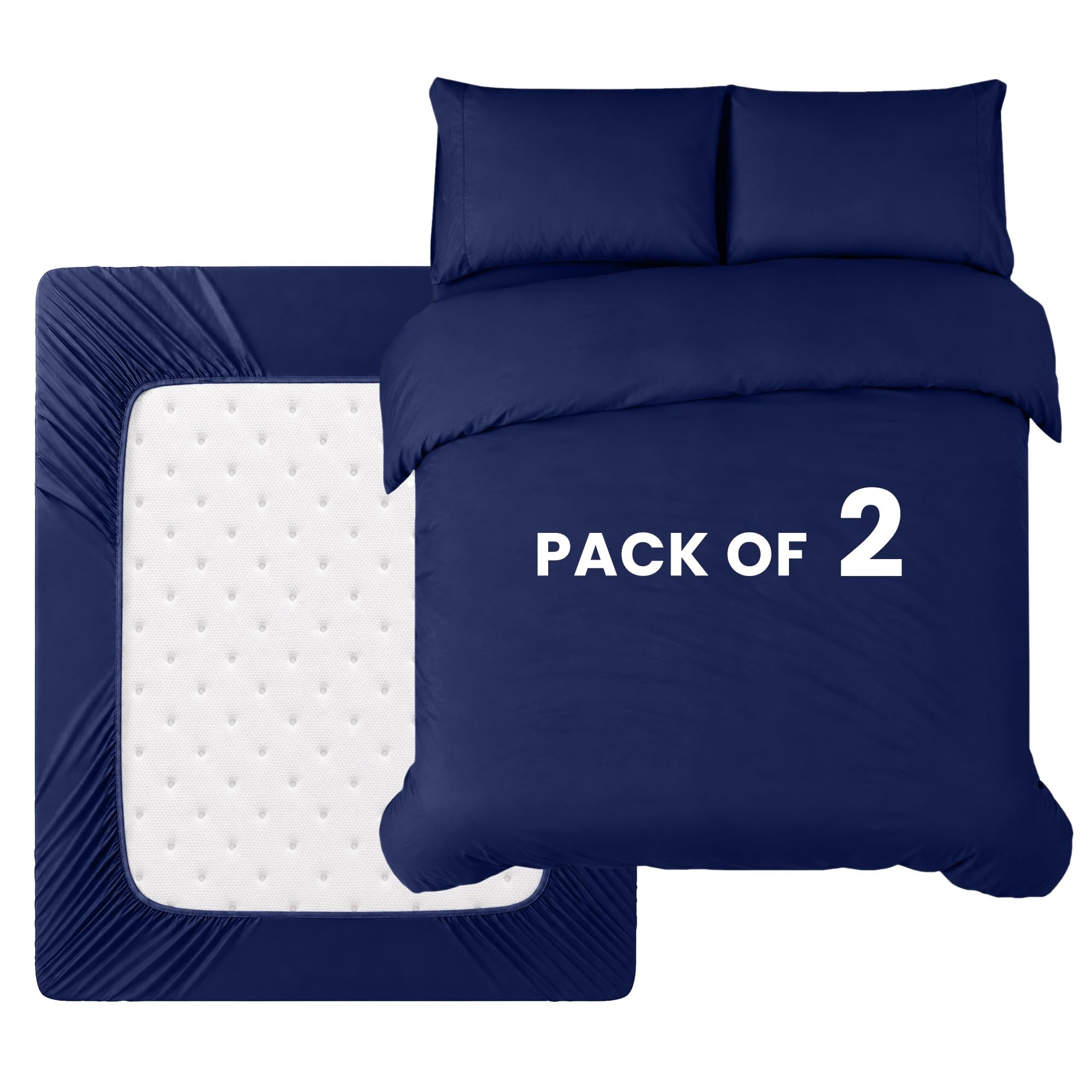 BEDIO Super King Duvet Cover Set β Pack of 2- Soft Double Brushed Microfibre Polyester - Bedding Quilt Cover Set, with Pillow case (Navy)