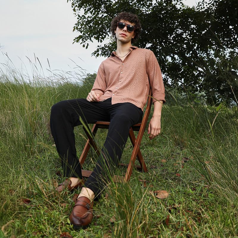 Image of CAHOOT Men's Shirt for Casual Wear | Spread Collar | Long Cuffed Sleeves | Button Closure | Shirt Crafted with Comfort Fit for Everyday Wear