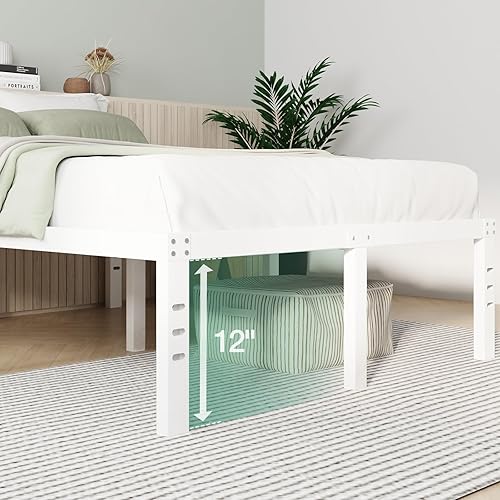 Miniatura 18 de Novilla - Base de cama matrimonial, plataforma de metal de 14 pulgadas, con espacio de almacenamiento debajo de la cama, soporte de listones de