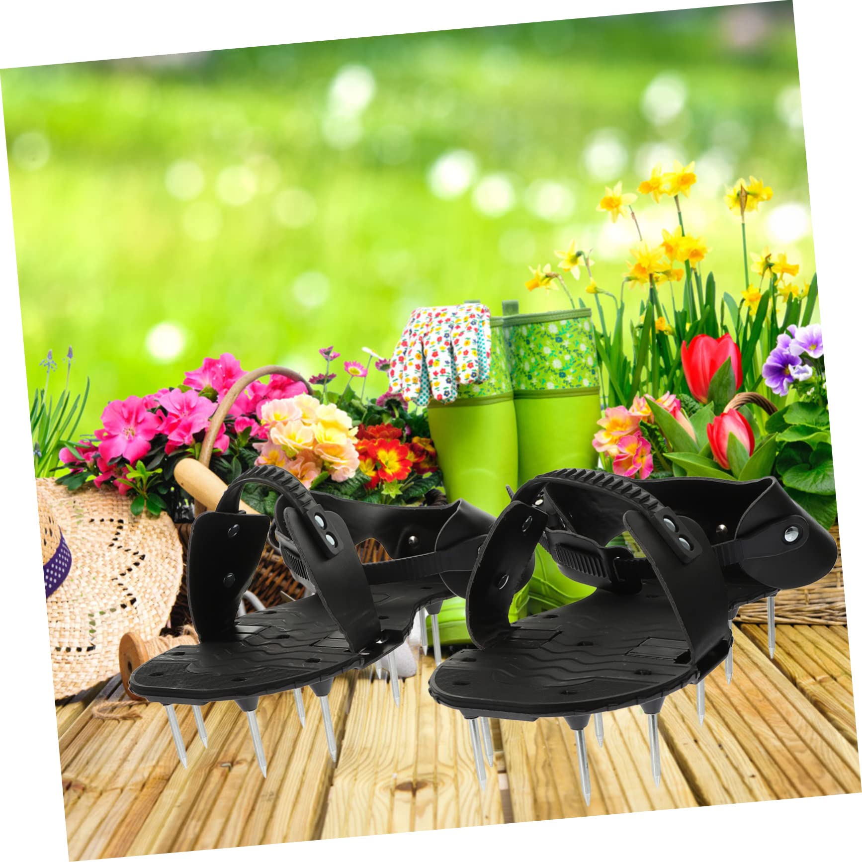 Hemobllo Zapatos Aireadores de Césped de PU Correa Ajustable para Jardinería, Herramienta Resistente y Fácil de Montar para Airear el Suelo del Jardín