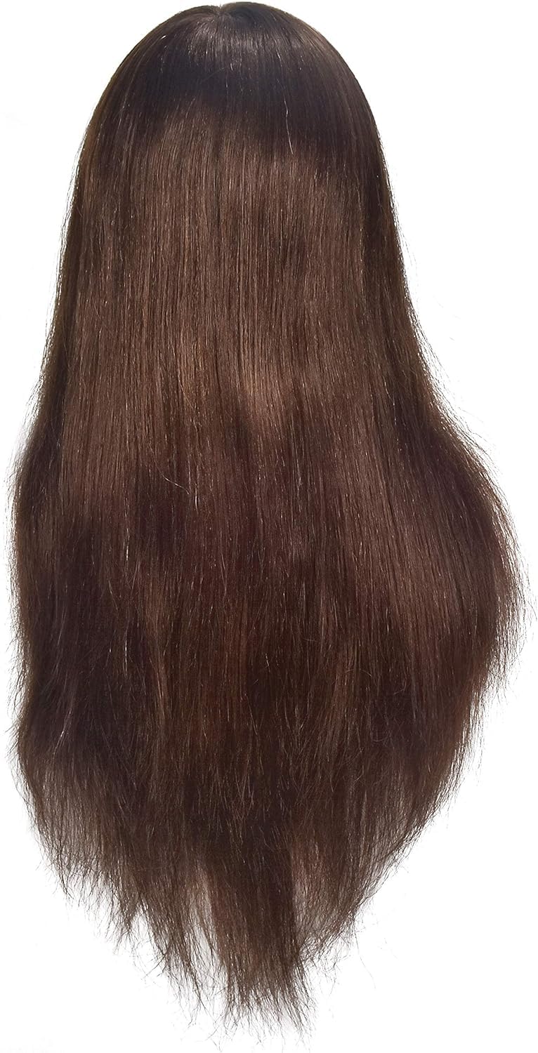 Testa di manichino da allenamento per parrucchiere, capelli 100% reali da 50 cm - 55 cm di lunghezza, supporto incluso