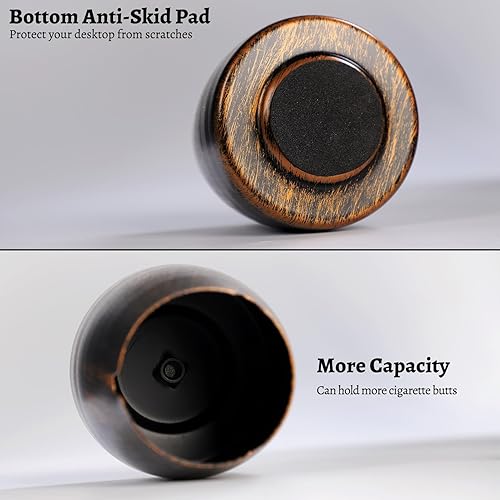Miniatura 3 de Cenicero con tapa para cigarrillos, ceniceros de hierro, sin olor, resistentes al viento, cenicero para hierbas, bandeja de cenizas portátil para el
