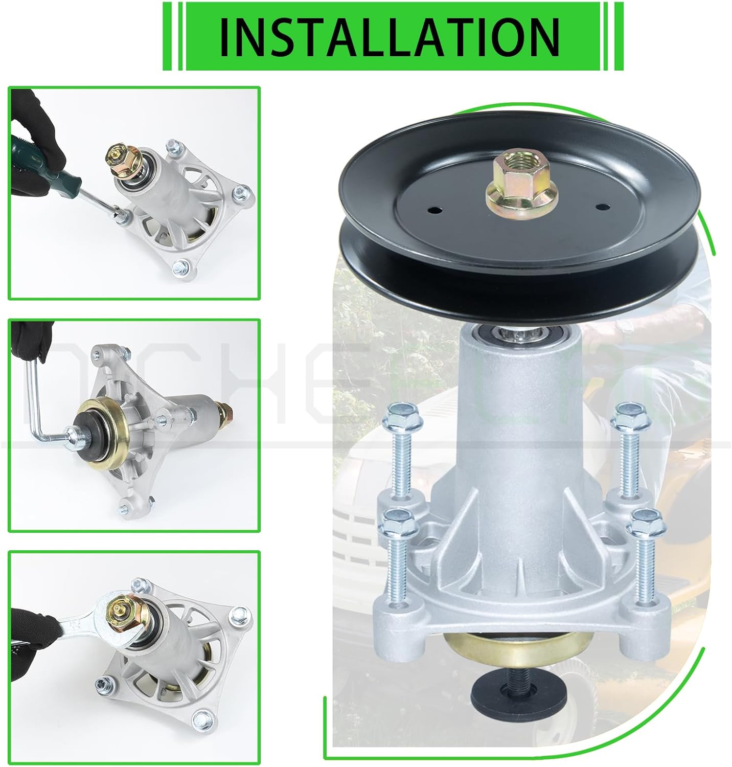 Greased 587819701 Spindle Assembly Kit with 532153535 173436 Mandrel Pulley Replaces 187281 532187292 587820301 192870 for Husqvarna Craftsman 42" 50" 54" Z254 lGT2654 RZ5424 YTH24V54 Decks