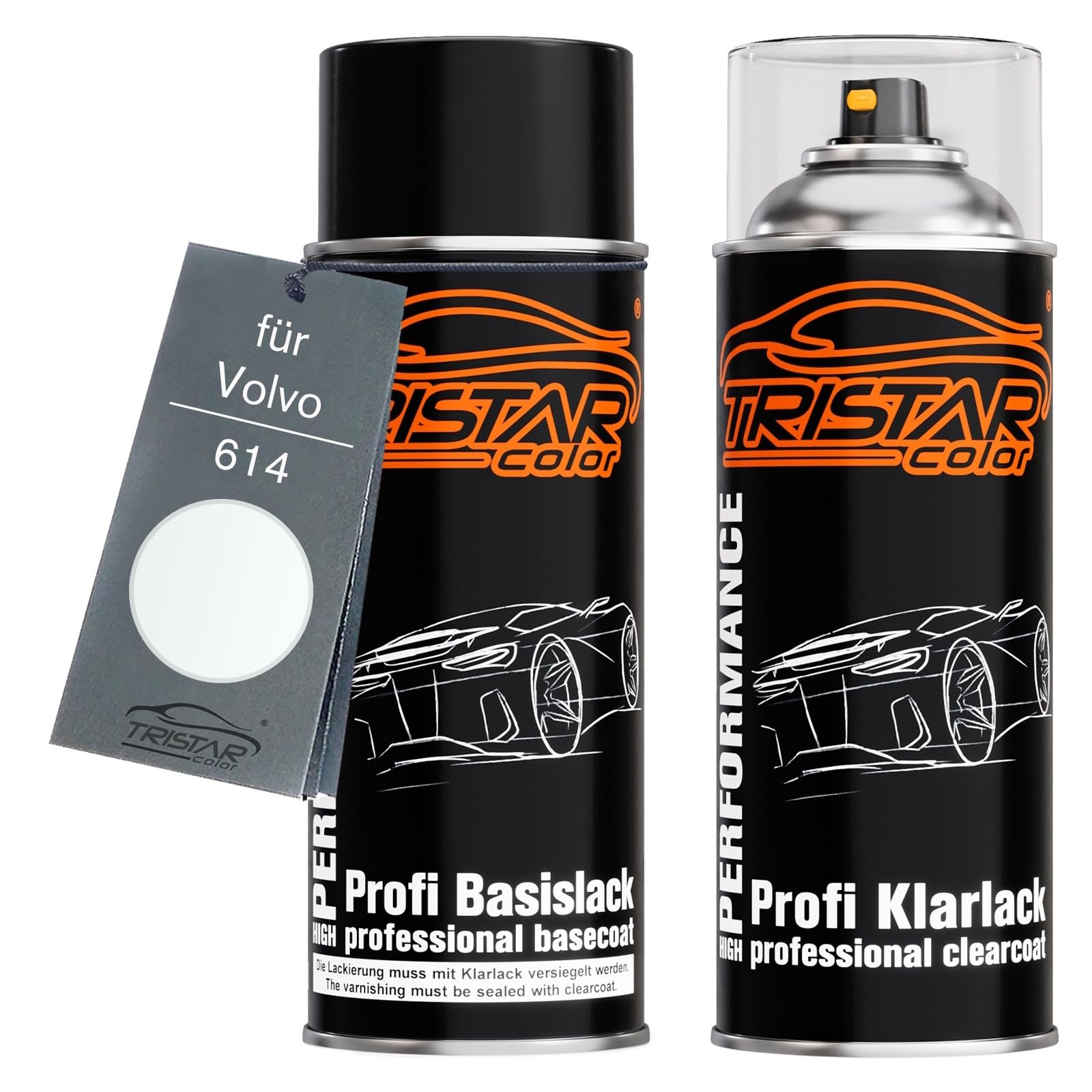 TRISTARcolor Vernice per auto Kit di bombolette spray per Volvo 614 Ice White/Blanc Glace vernice di base vernice trasparente bomboletta a spruzzo 400ml