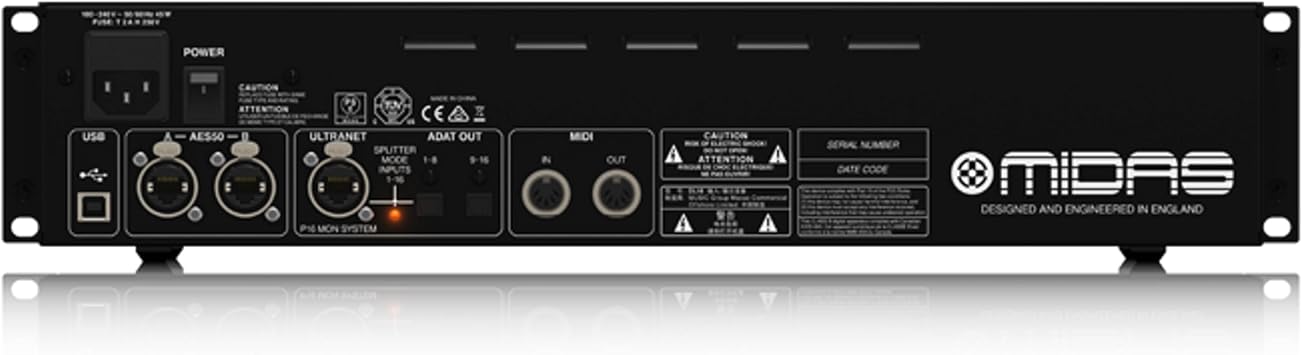Midas DL16 16 Input, 8 Output Stage Box with 16 Midas Microphone Preamplifiers, ULTRANET and ADAT Interfaces, Pc compatible only