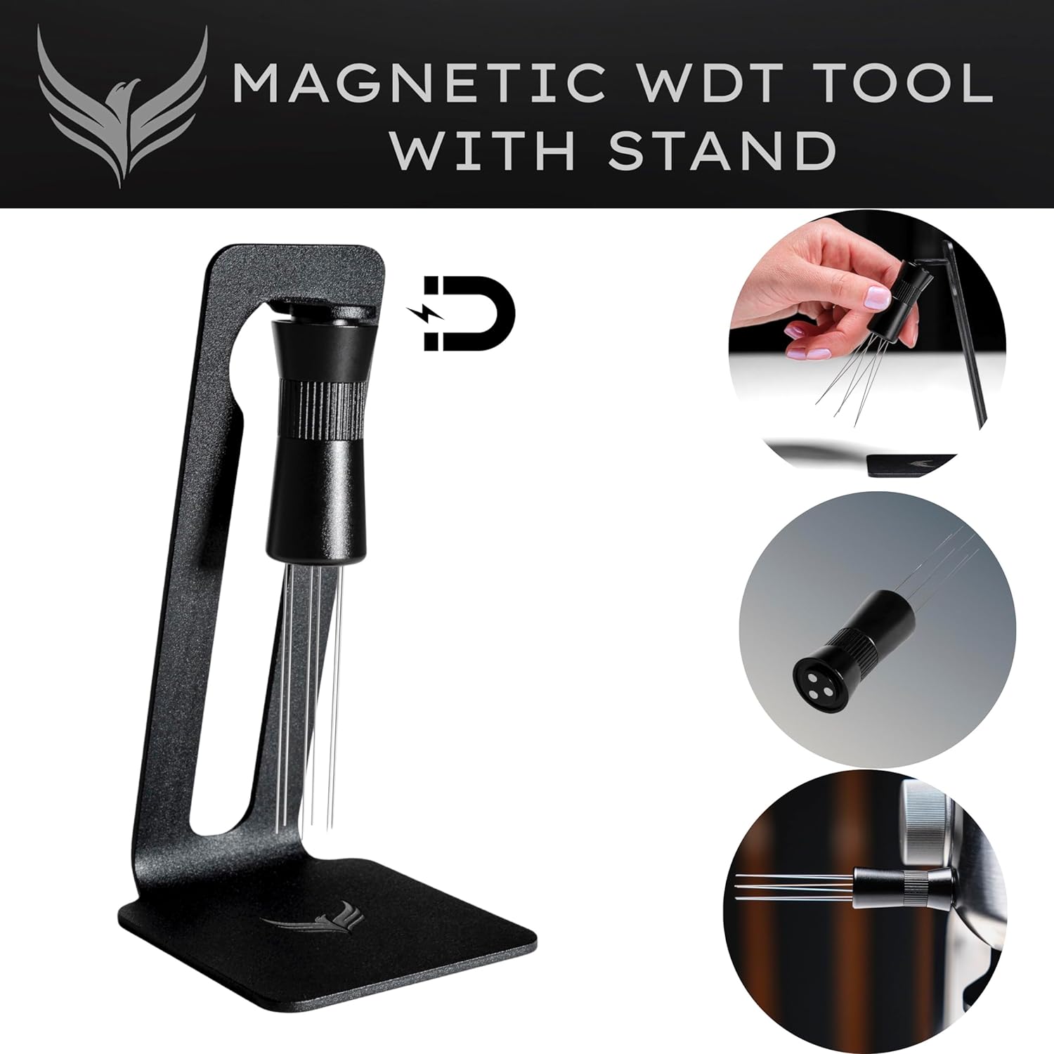 Espresso Bar Accessories Magnetic WDT Tool and Stainless Steel Milk Pitcher for Latte Art Espresso Starter Kit