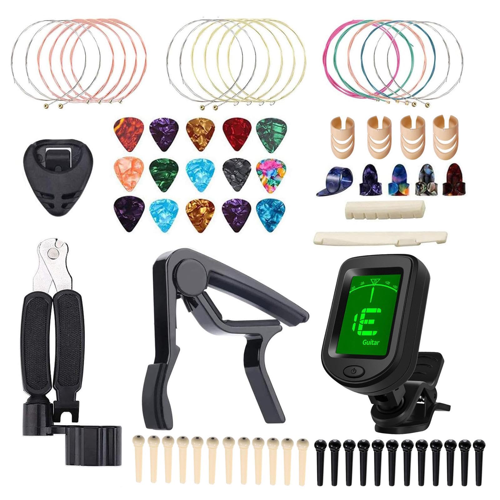 rockible Gitarren Zubehör Set, E Gitarren Teile, Werkzeug, Gitarren Stimmgerät, Leichtes Ersatzzubehör
