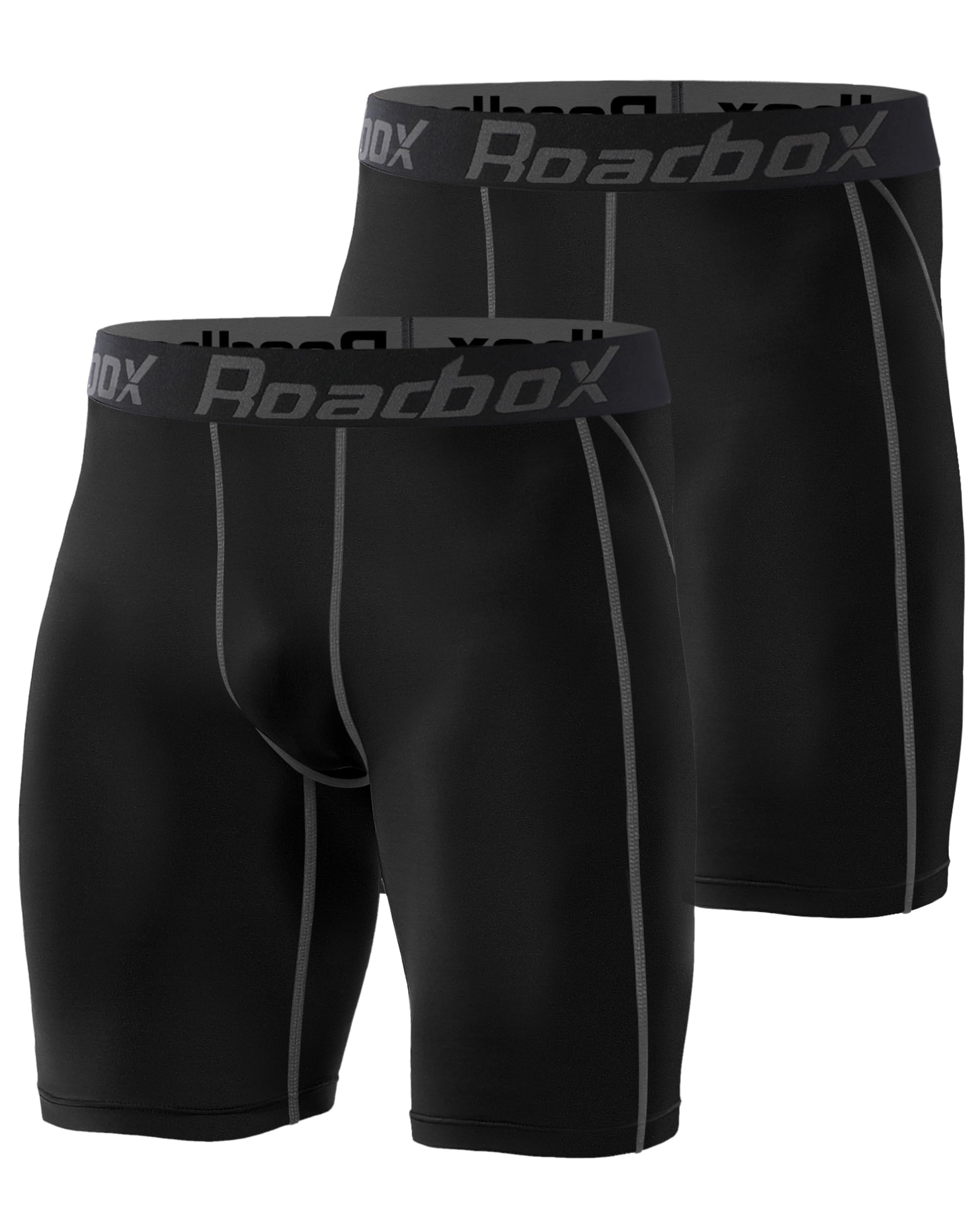 Roadbox 1 or 2 Pack Compression Shorts for Men, Athletic Workout Performance Underwear, Running Gym Spandex Sport Base Layer