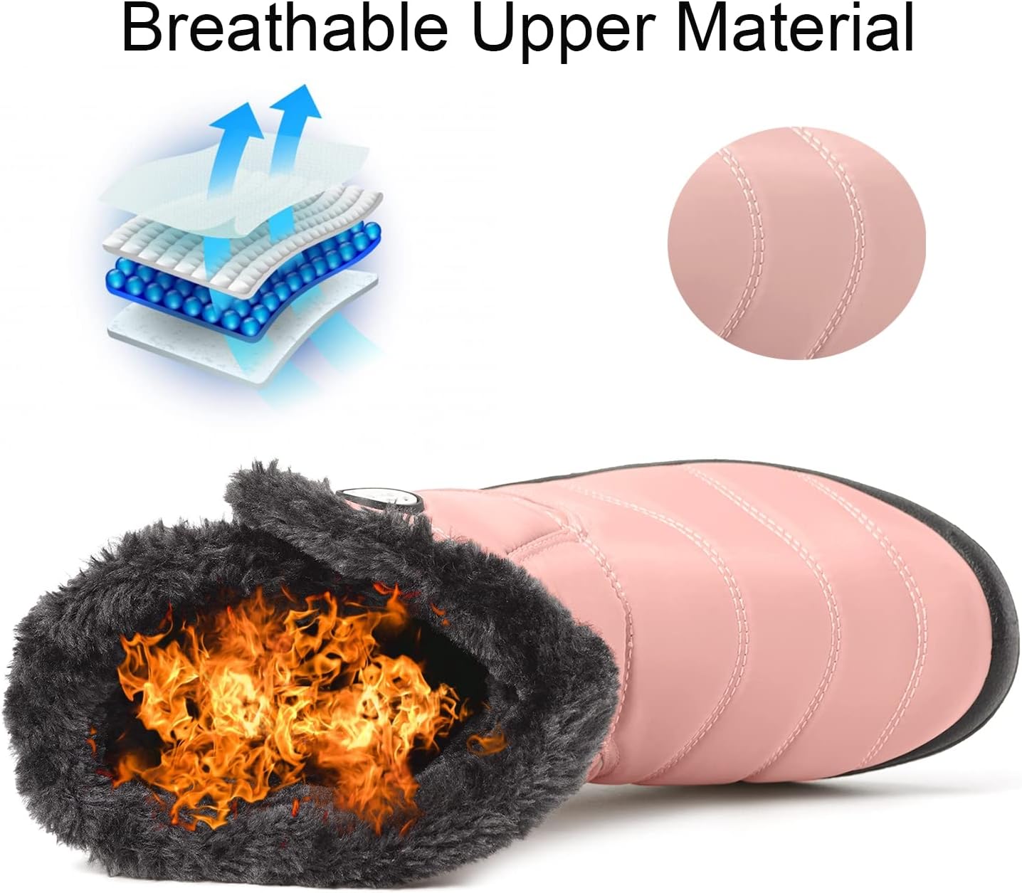 Eagsouni Snow Boots Womens Winter Ankle Boots Ladies Warm Fur Lined Booties Thickening Shoes Zip Flat Sneakers Outdoor Booties - Image 3