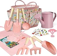 Kids Gardening Set 14Pcs Gardening Tools for Kids with Tote Bag,Watering Can, Shovel, Apron, Garden Book and More Educational STEM Learning Outdoor Indoor for Toddlers Kids Boys Girls