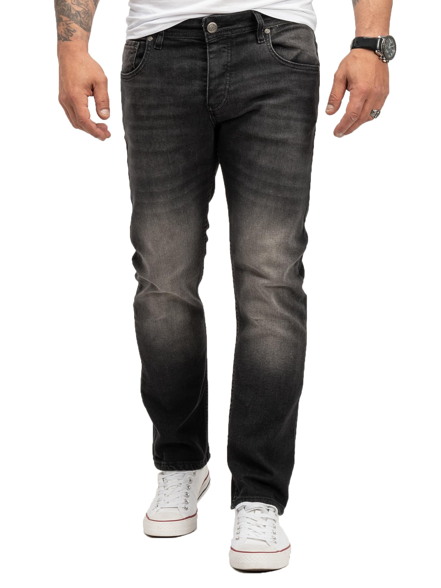 Lorenzo Loren Jeans Herren Hose Regular Fit Used-Look Denim M17 | Herrenjeans mit geradem Bein, lange Jeanshose für Alltag und Freizeit