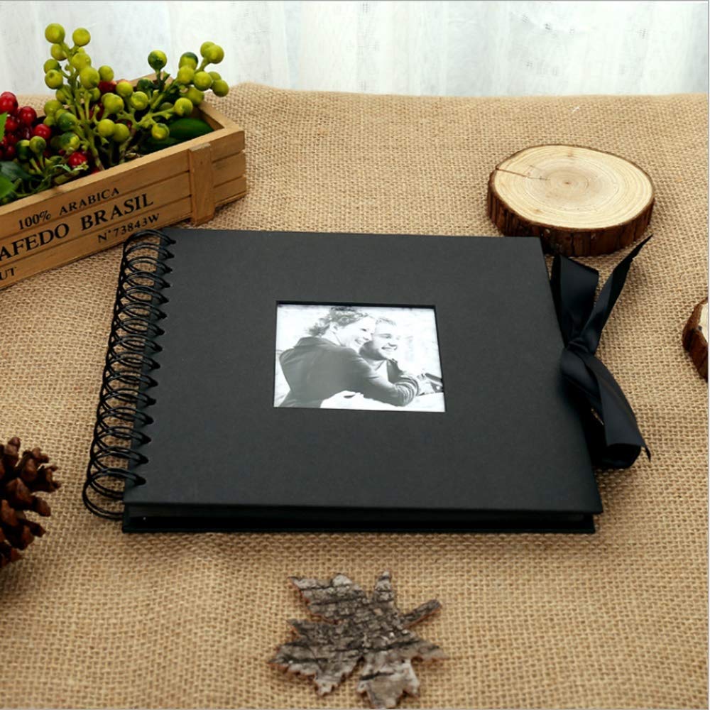 Creative 40 Hojas Páginas Negras Diy Álbum Scrapbooking Scrapbooking de 360 ​​Grados Rotación Espiral Encuadernado Artensilios Craft Paper Fotografía para Bodas 80 Páginas Negras Libros de Memor