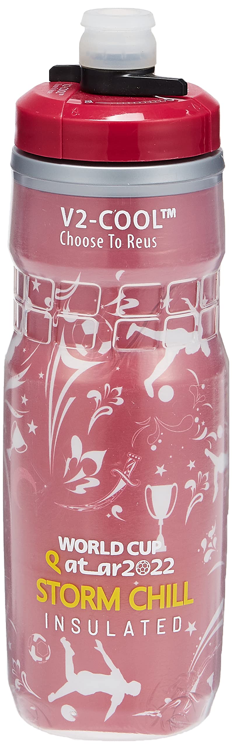 V2-COOLStorm Insulated Water Bottle For Outdoor Sports and Cycling With Free Silicon Mudcap 620 ml/21 oz, World Cup Qatar 2