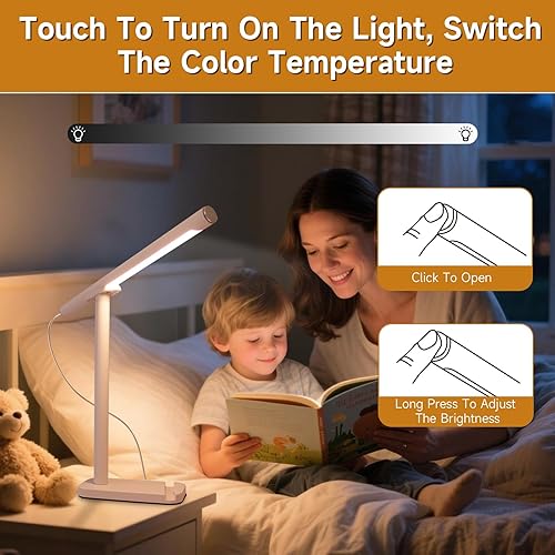 Miniatura 3 de Lámpara de escritorio LED magnética lámpara de lectura 2 en 1 con puerto de carga USB para el hogar, dormitorio, oficina, estudio, lámpara de