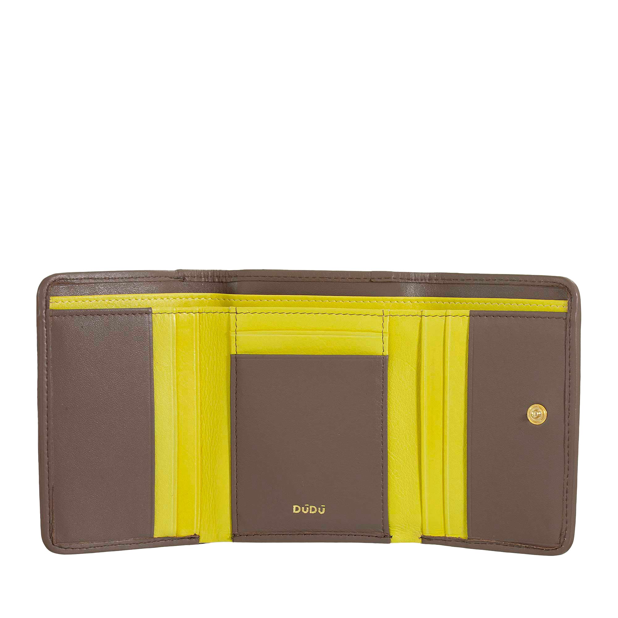 DuDu Portafoglio Donna in Pelle Intrecciata - Portafogli Compatto con Portamonete a Cerniera Zip, Porta Banconote Porta Carte Elegante (Taupe)