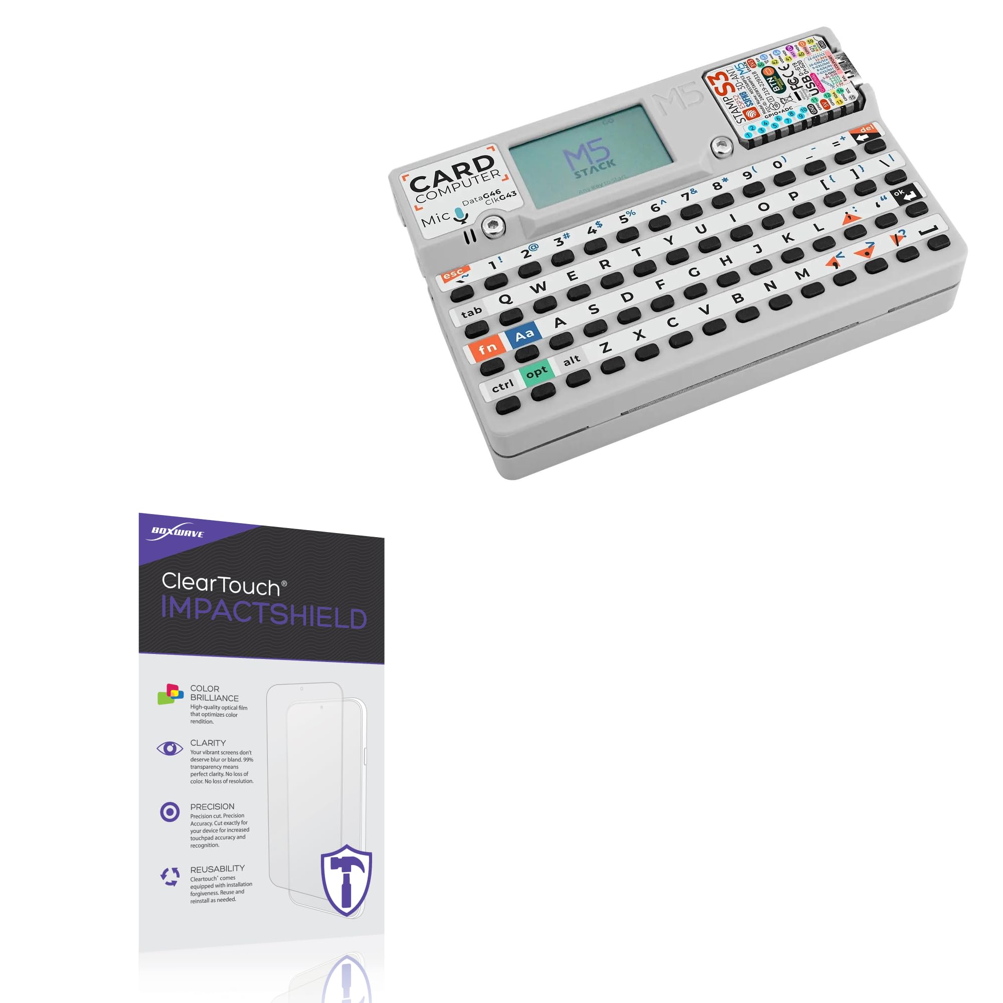 BoxWave Screen Protector Compatible with M5Stack Cardputer Core - ClearTouch ImpactShield (2-Pack), Impenetrable Screen Protector Flexible Film