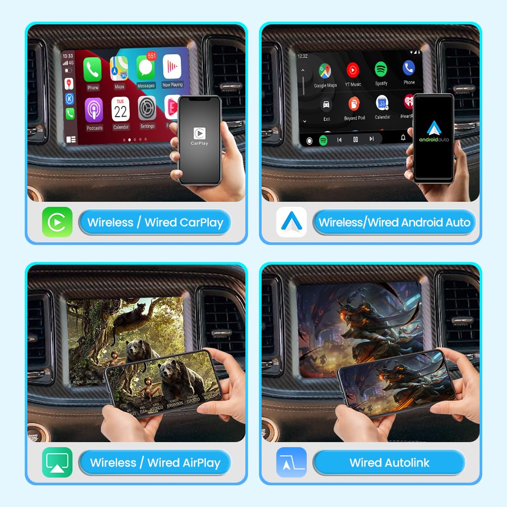 Senza fili CarPlay Ammodernamento kit Decodificatore Per JEEP Cherokee Commmander Compass Uconnect8.4 "2016-20MY, Supporto Android Auto, AirPlay, Mirrorlink, Inversione Telecamera Funzioni