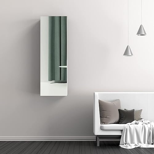 Miniatura 9 de HOUAGI Armario de joyería con espejo, organizador de armario de joyería montado en la paredpuerta, espejo de longitud completa de 42.5 pulgadas de