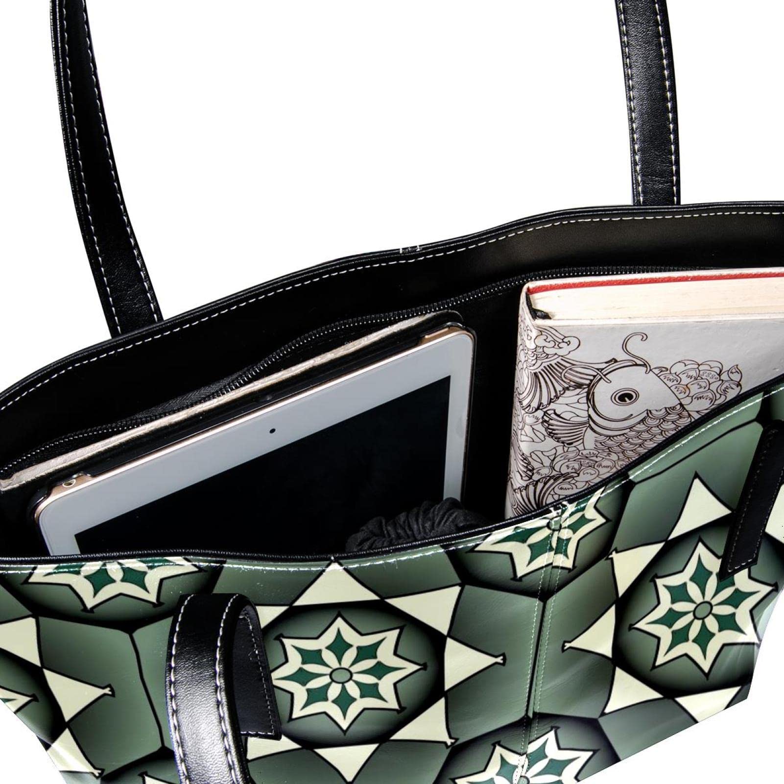 Bolso de mano de piel sintética con diseño de flores artísticas geométricas, Varios colores