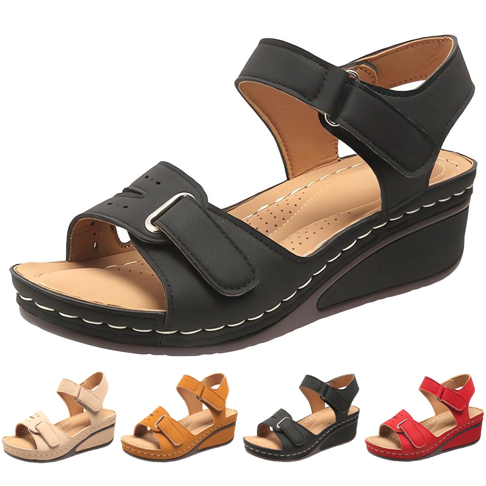 Soft & Stylish Wedge Sandals for Effortless Comfort 2025 Leather Orthopedic Walking Platform Sandals Women Casual Dressy Wide Wedge Dress Sport Ankle