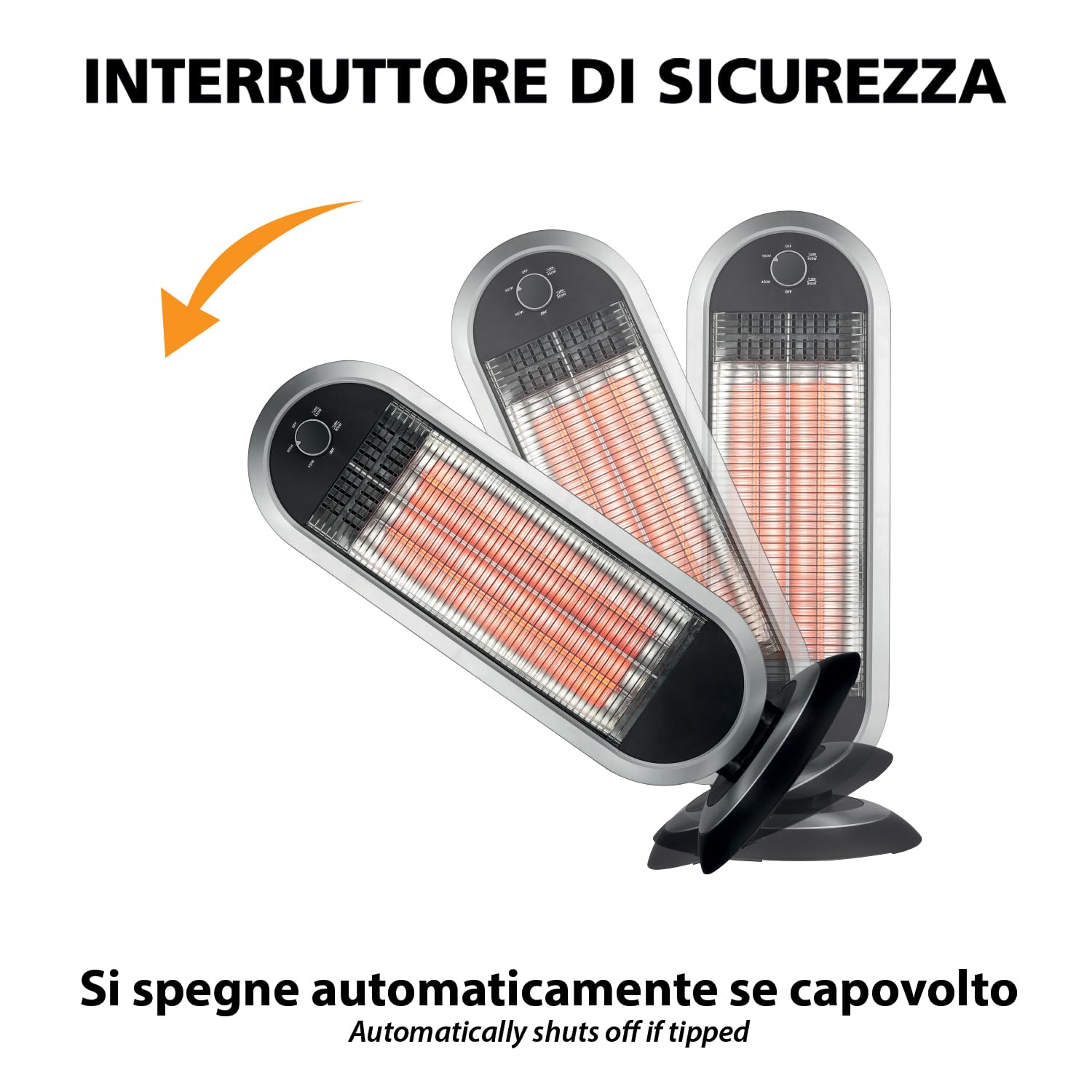 Radiatore a carbone 900W con base oscillante. Antracite