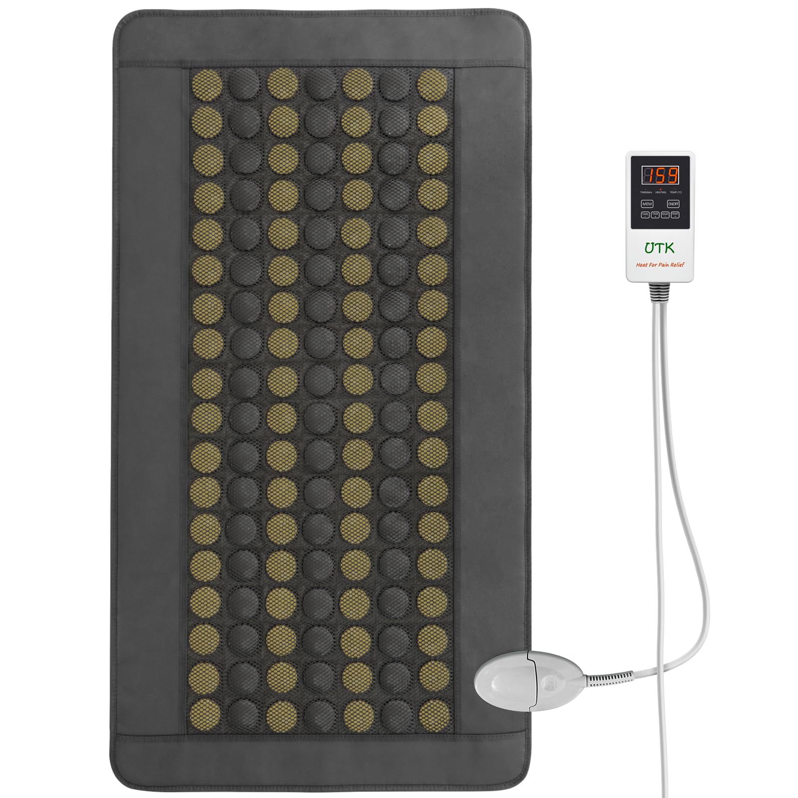 UTK Far Infrared Tourmaline Heating Pad for Full Back Pain Relief - Infrared Therapy Heating Pads - Medium T-Plus (38" X 21"), Auto Shut Off and Travel Bag Included