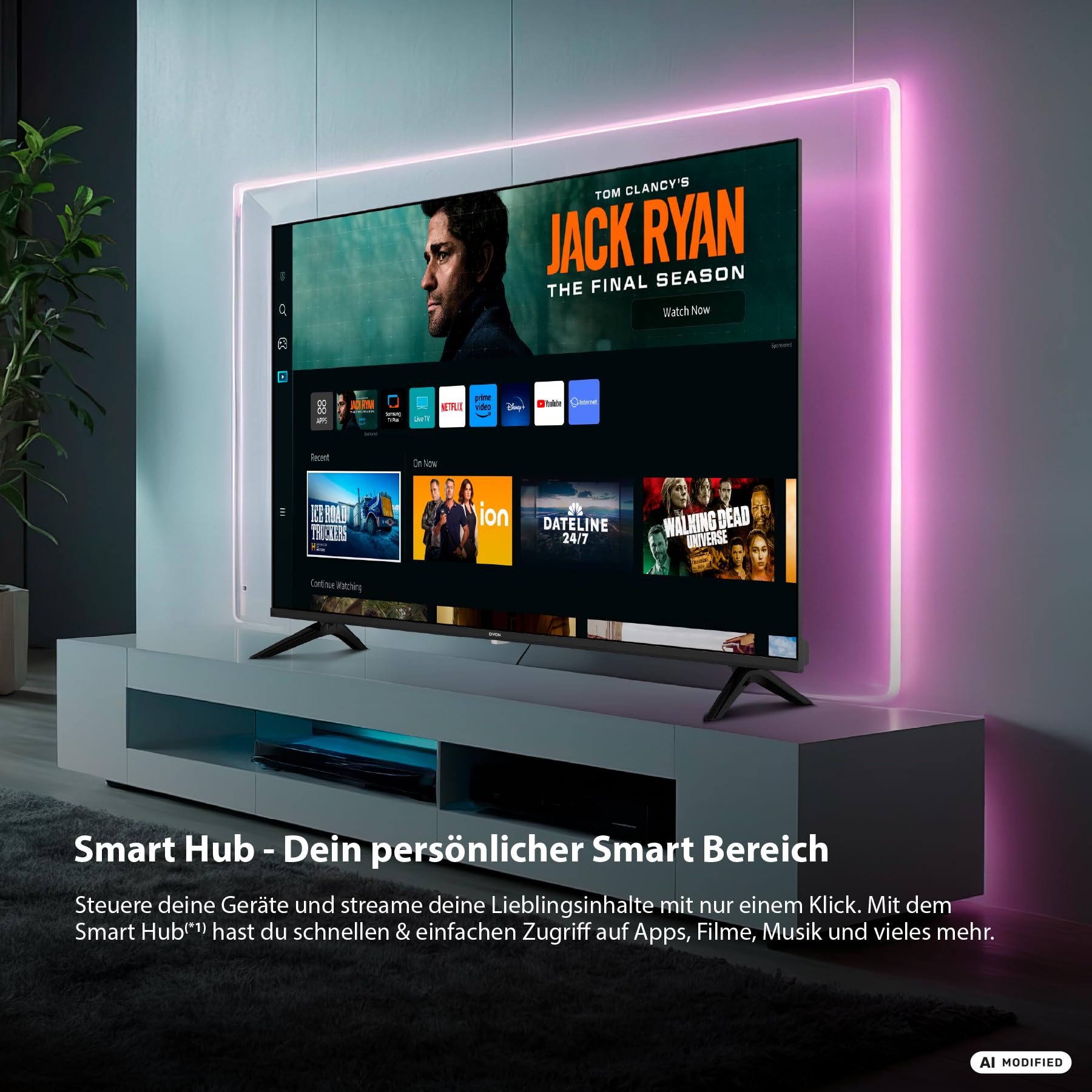 DYON ULTIMAX 40F-TI Telewizor, 40", Full HD, z systemem operacyjnym Tizen, potrójny tuner (DVB-C/-S2/-T2), Samsung Smart & Gaming Hub, Prime Video, Netflix, Disney+, 2025