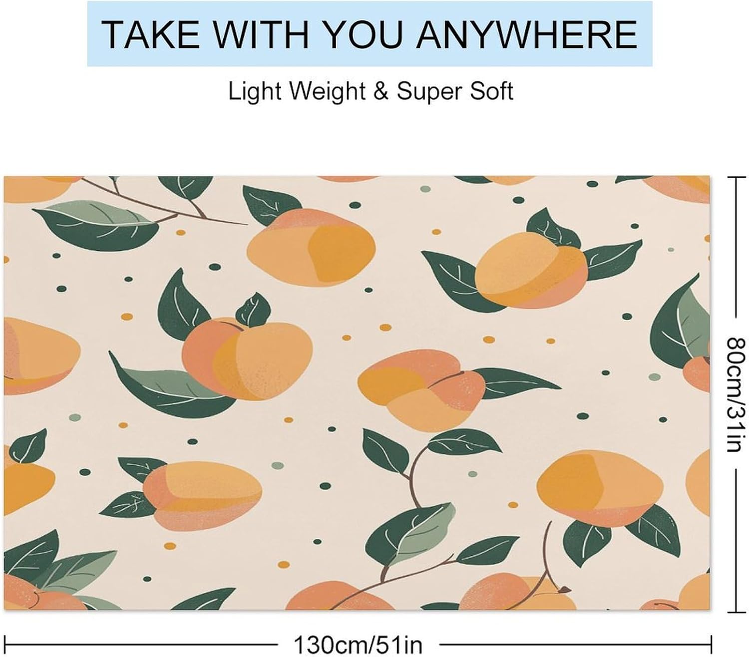 Swimming Towel, Peach Fruit Pattern Printed Fashion Towel,Portable Towel,Durable Towel