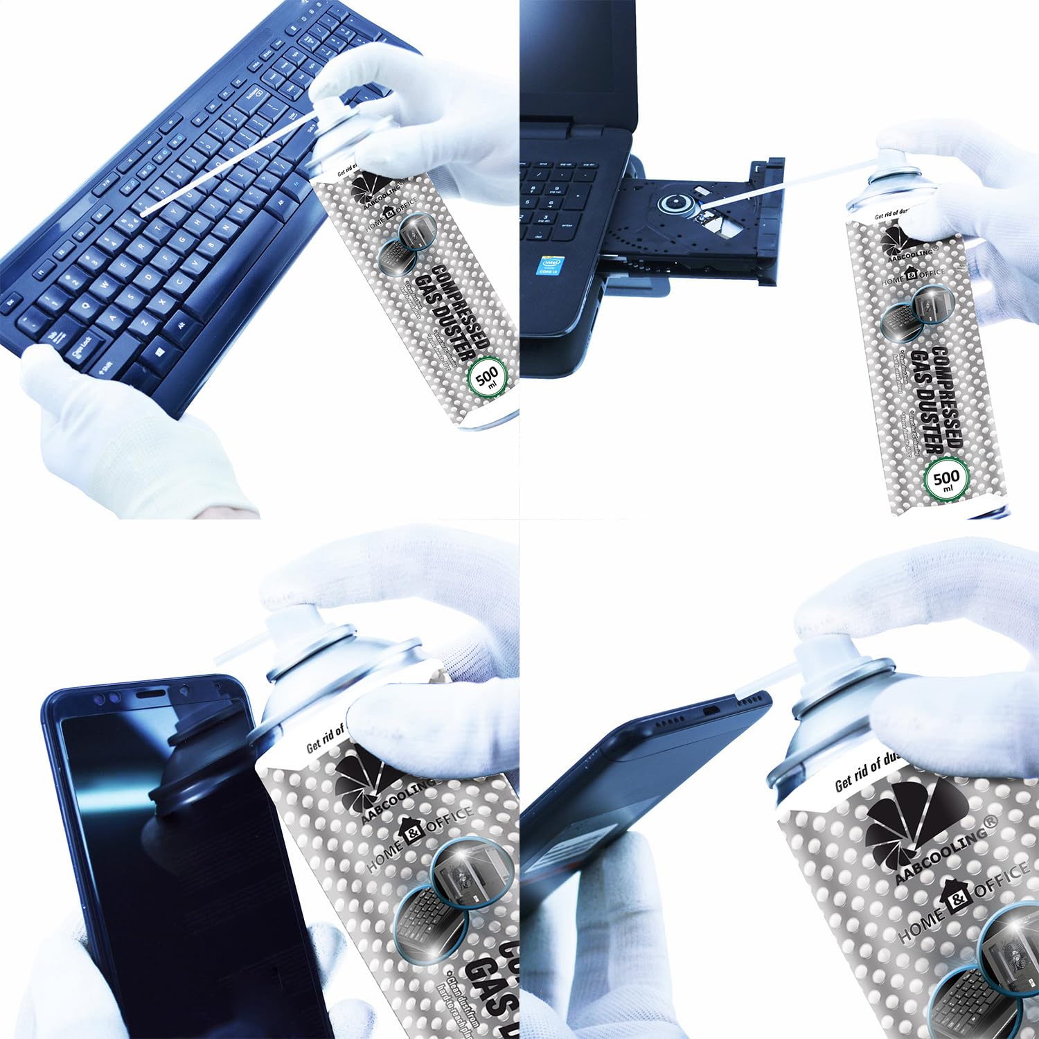 AABCOOLING 12 x 500ml Home&Office Druckluftspray für Multimedia, Staubgebläse, Büromaterial, Bürogeräte, Reinigungsspray