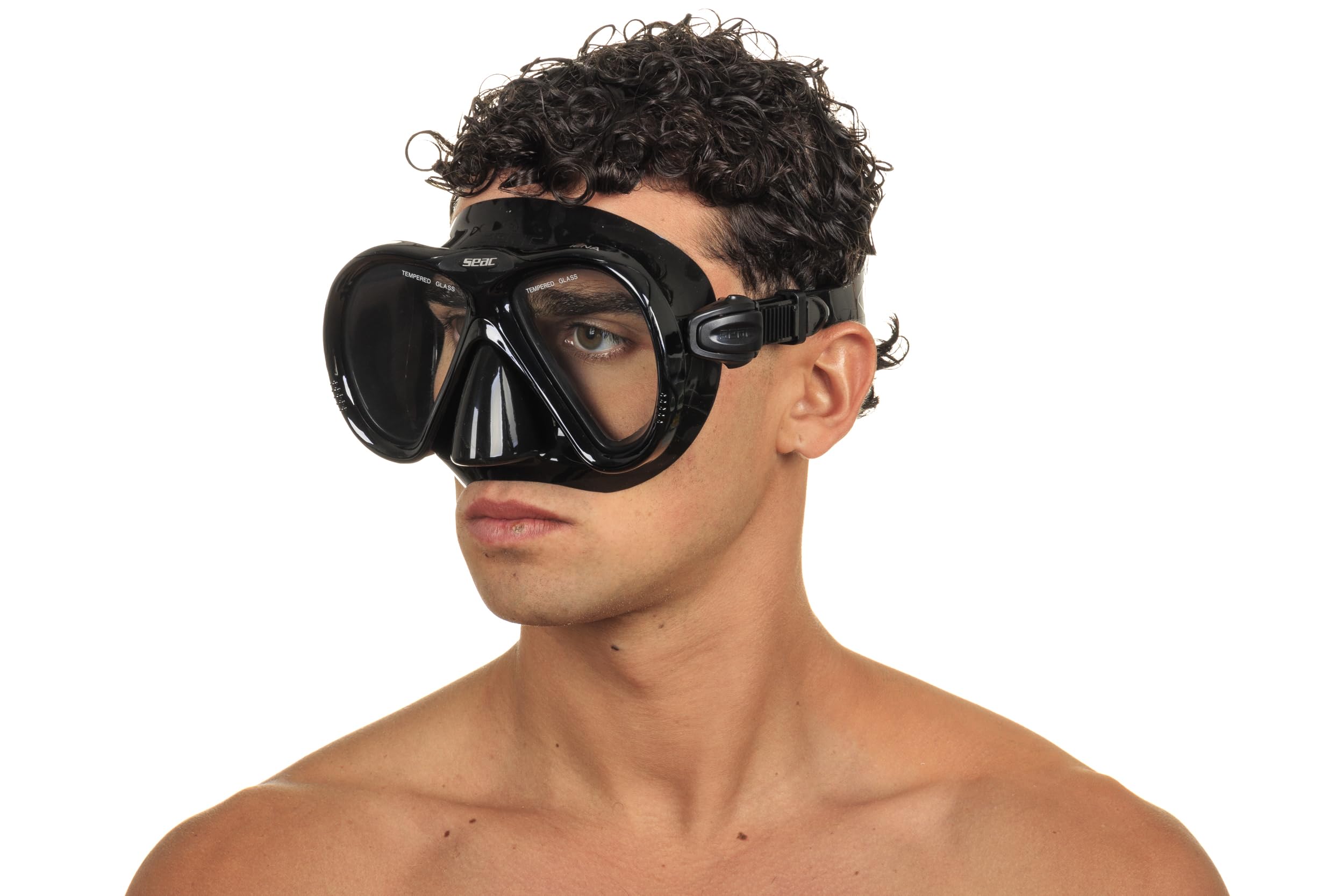 SEAC Set BIS Iena Dry – Kit Masque bi-hublot en Silicone et Tuba avec Système Dry Top et Vanne de Purge, pour plongée et Snorkeling