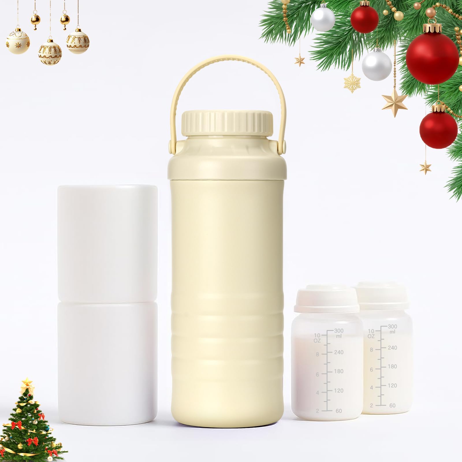 Breast Milk Cooler Bottle Portable 22oz Cooling for 24+ Hours with 2 * 300ML BPA-Free Bottles for Travel & Outdoors Breastmilk Cooler