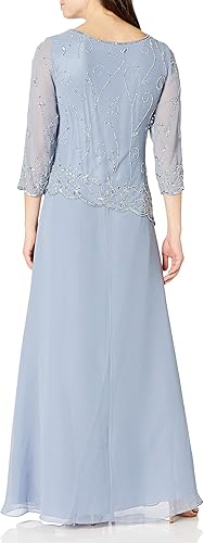 Miniatura 2 de J Kara Vestido asimétrico de corpiño festoneado con cuentas pequeñas para mujer