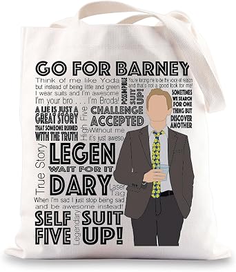 BWWKTOP Barney Tote Bag Barney Stinson Fans Gift Go For Barney HIMYM Reusable Grocery Bag Barney Stinson Merch