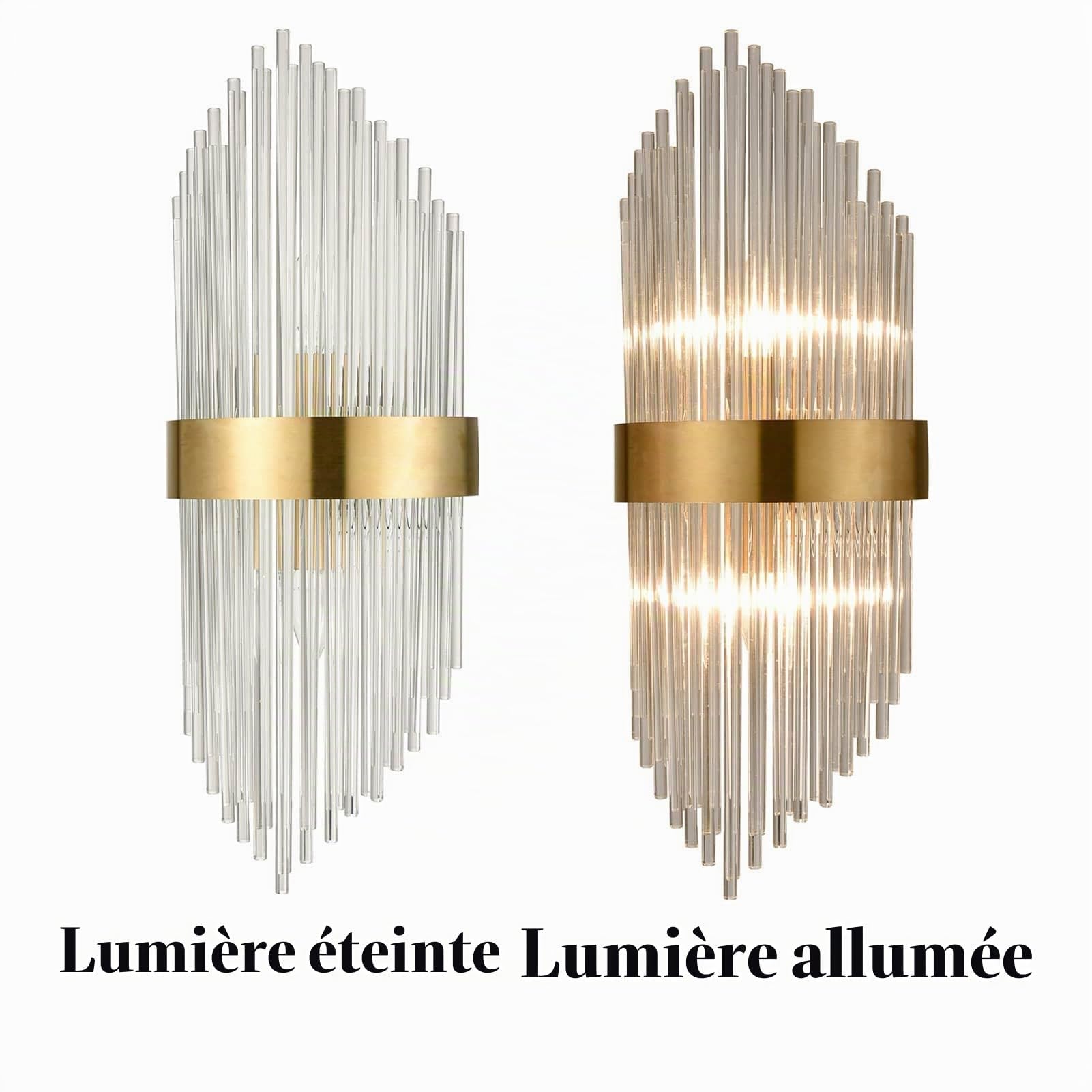 Grande Applique Murale Cristal Doré 60cm, Luminaire Luxe LED