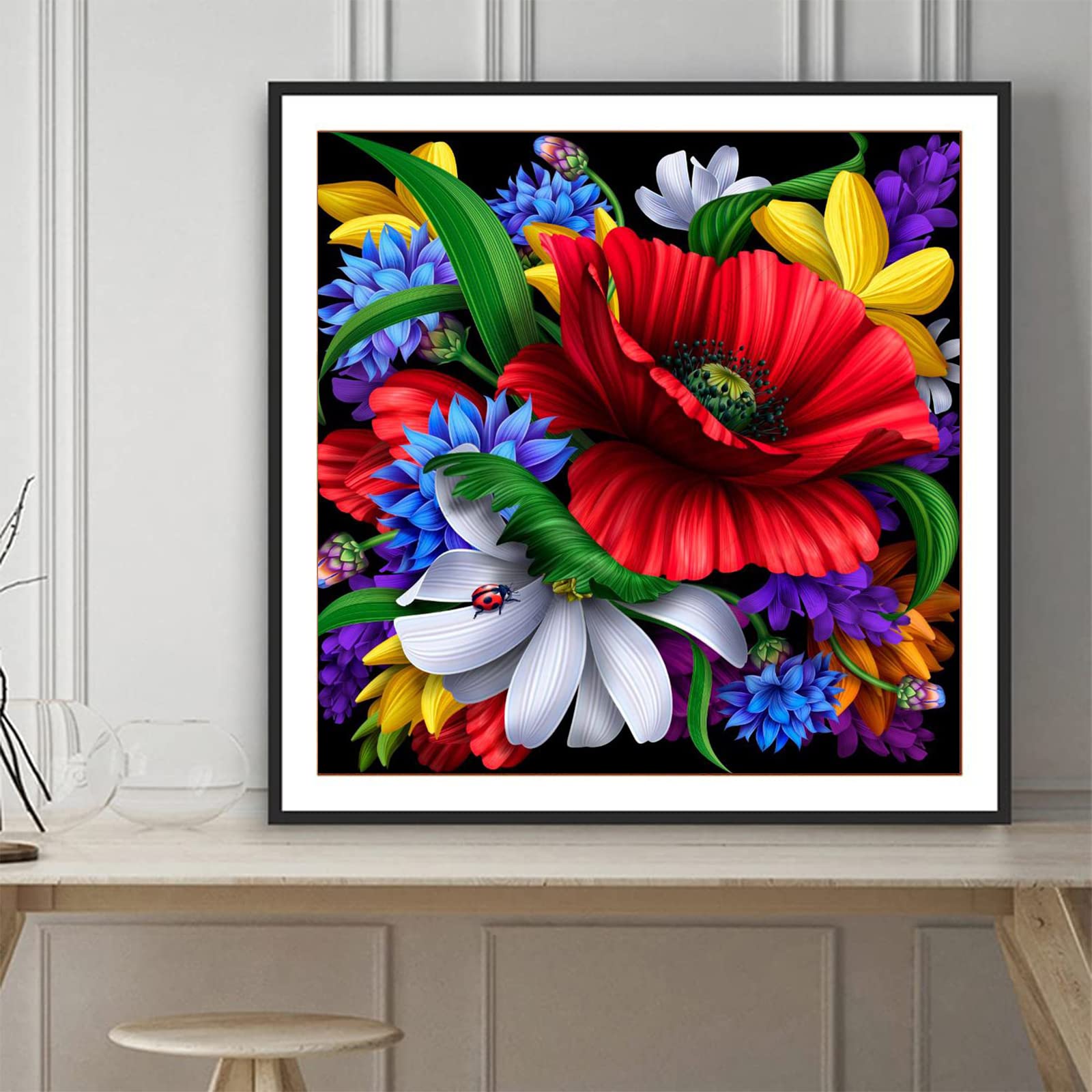 Kit Point De Croix Débutant DIY - Moineaux Et Fleurs Sur Toile 11CT 40x50cm