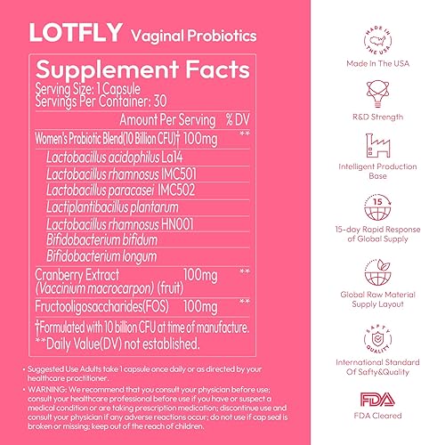 Miniatura 6 de Probióticos vaginales para mujeres 100 mil millones de UFC con extracto de arándano para equilibrio del pH y apoyo de las infecciones urinarias,