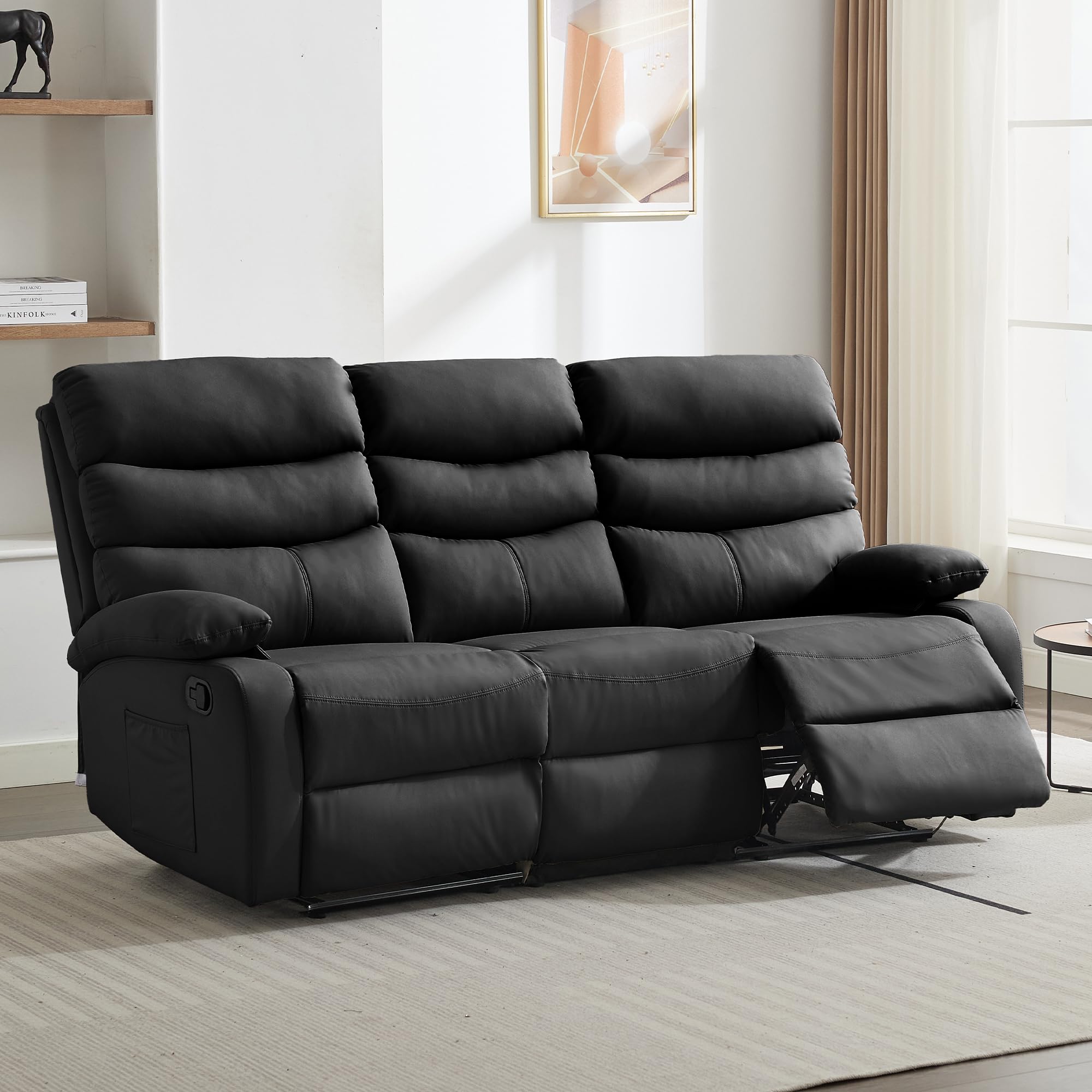 Loveseat Recliner Sofa Set, Small Leather Couch 3-Seater Manual Seater  Recliner, Triple Reclining Chair for Living Room, RV, Home Theater