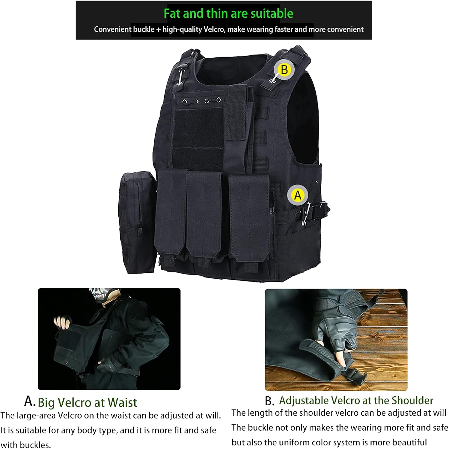 KIDYBELL Adjustable Airsoft Vest Lightweight Oxford Cloth Tactical Training Vest is Suitable for Outdoor Hunting Army Fan Combat Training Airsoft and Other Outdoor Sports : Sports & Outdoors