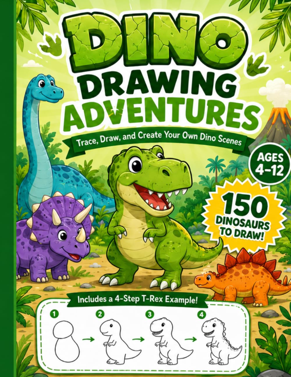 Dino Drawing Adventures: Trace, Draw, and Create Your Own Dino Scenes