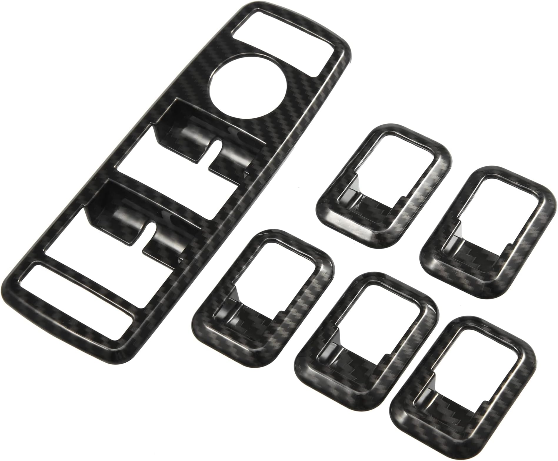 Car Power Window Switch Bezel Lift Control Panel Sticker for Mercedes Benz a B C E GLE GLA CLA GLK Class ABS Black Carbon Fiber Pattern (Set of 1)