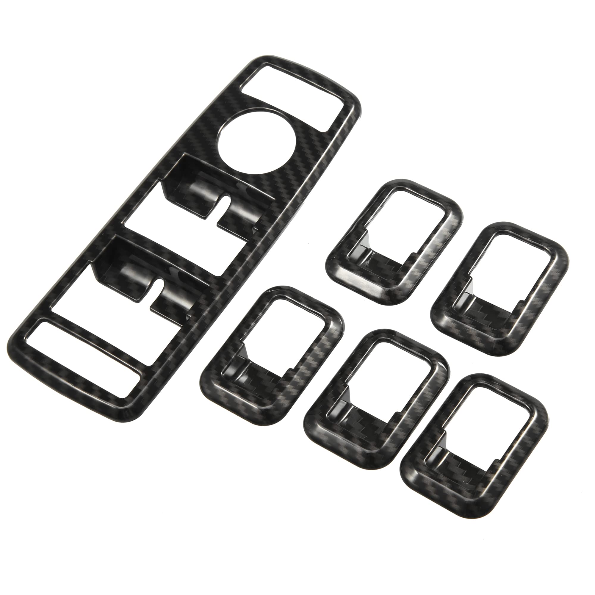 Car Power Window Switch Bezel Lift Control Panel Sticker for Mercedes Benz a B C E GLE GLA CLA GLK Class ABS Black Carbon Fiber Pattern (Set of 1)