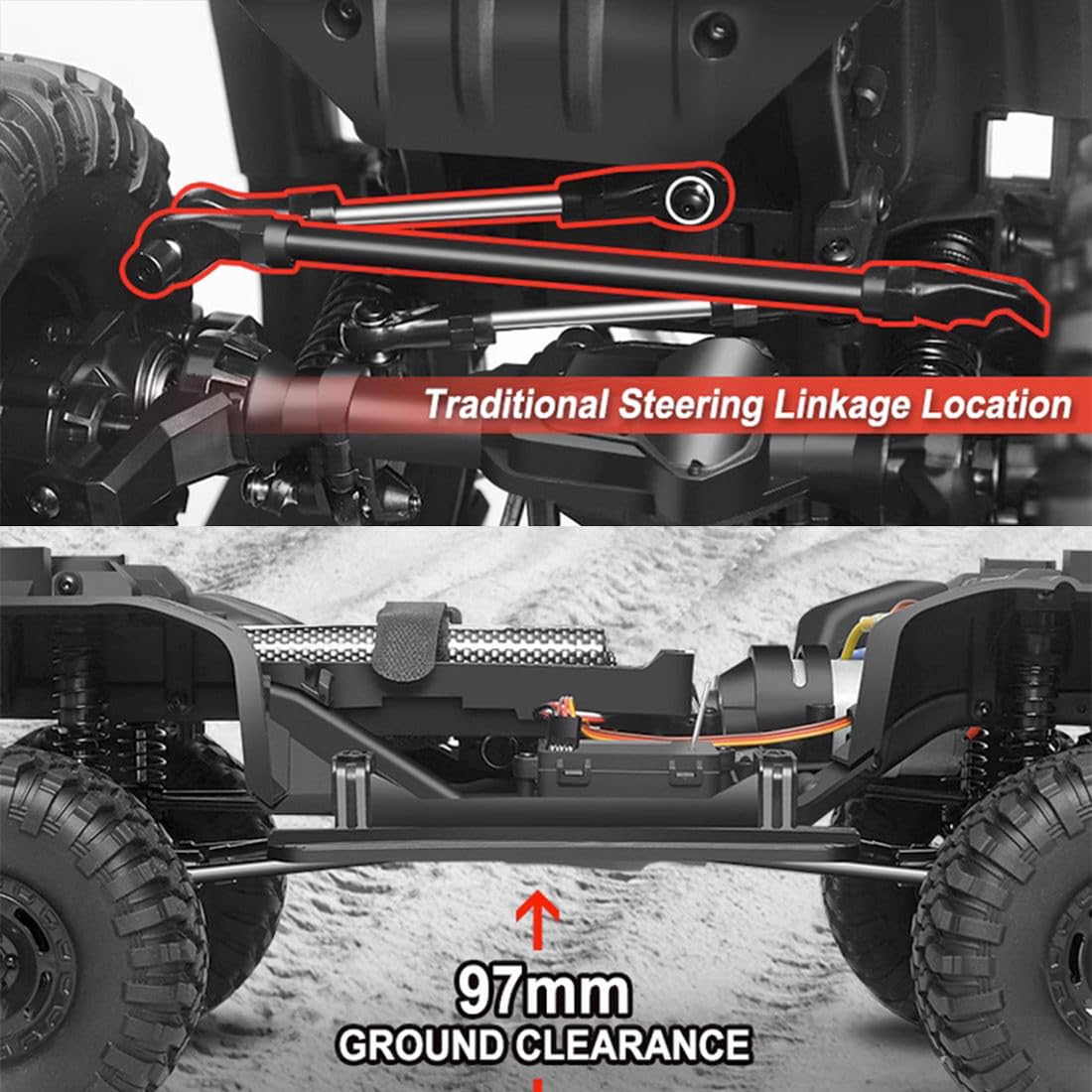 Camión Todoterreno eléctrico RC Rock Crawler 4x4 a Escala 1:10 de 2,4 GHz, vehículo de Control Remoto de Alto par para Adolescentes y Adultos (HB-R1001)