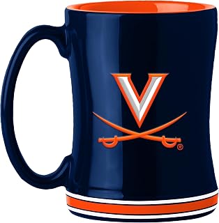 Logo Brands NCAA Virginia Cavaliers 14 oz Relief Coffee Mug - Officially Licensed Mug, Sculpted 3D Logo and Team Colors – Comfortable Handle and Glossy Finish for College Sports Fans