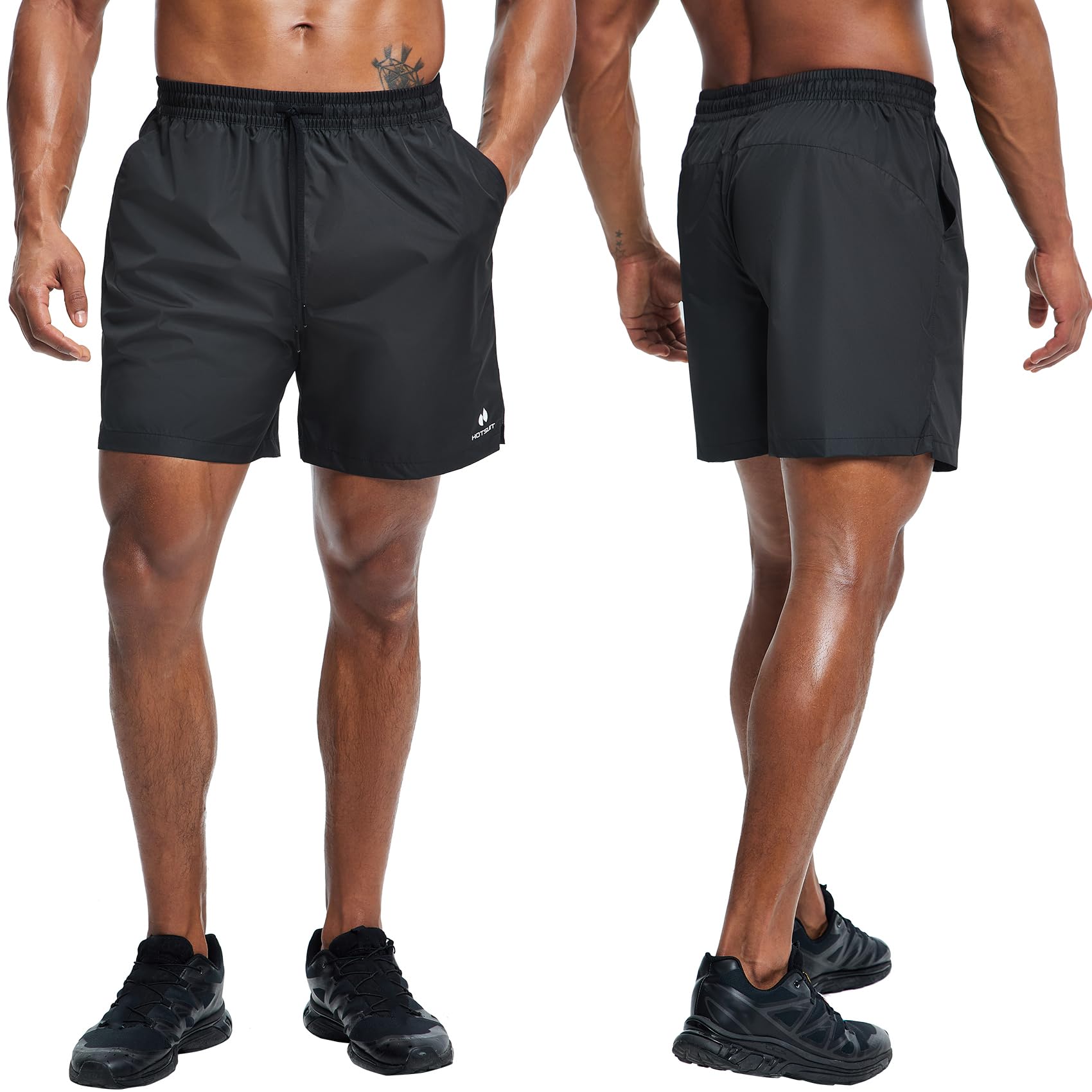 HOTSUIT Pantaloncini da sauna per uomo per lo sport Pantaloni da sauna con tasche per la perdita di peso con il fitness Nero