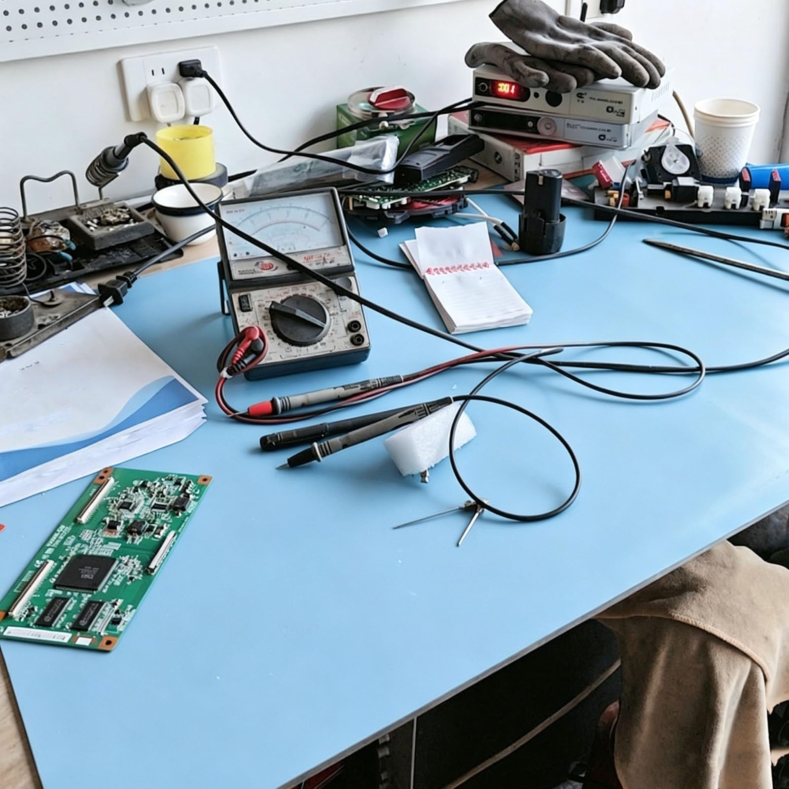 esd tischmatte Schwarze Antistatische Mattenrolle, Hochtemperatur-Werkbankmatte Für Elektronische Werkstatt/persönliches Studio, Schutzpolsterrolle Gegen | W L 1x1m,T 3.0mm