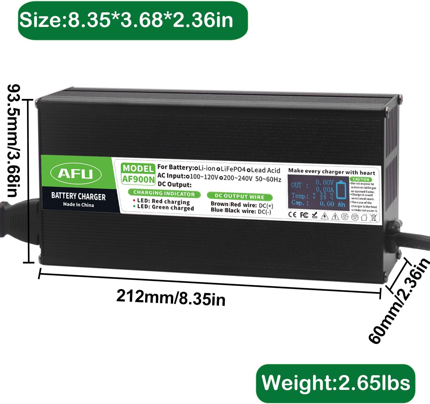 58.4V 15A Charger 58.4V LiFePO4 Battery Charger 50A Anderson Connector with Charging Display for 16S 48V LiFePO4 Battery Pack Smart Charger - Image 2