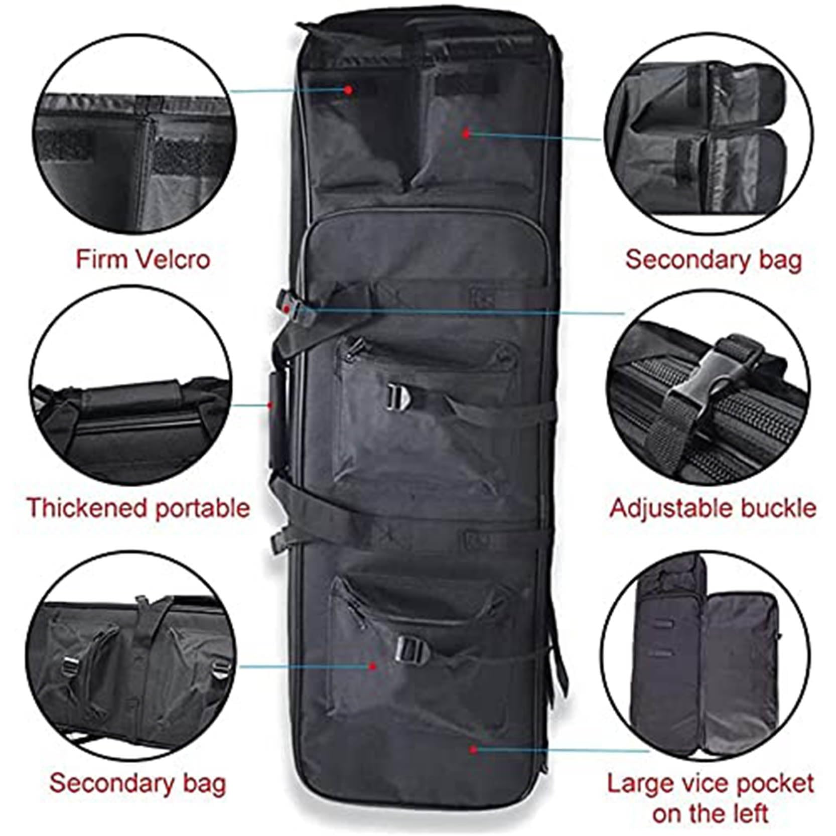 Bolsa para Doble Rifle, Táctica Funda para Arma, Acolchado con Correa de Hombro Bolsa de Transporte Vaina Bolso Táctico de Lona para Fusil Escopeta Larga para Caza Disparando, Negro