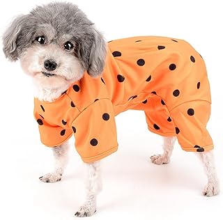 Zunea Pet Dog Clothes Pajamas for Small Dogs Soft Belly Protection 4-Legged Puppy Jumpsuit Polka Dot Overalls Outfits Doggy Sleeping Clothes Spring Summer Jammies Chihuahua Yorkie Apparel Orange S