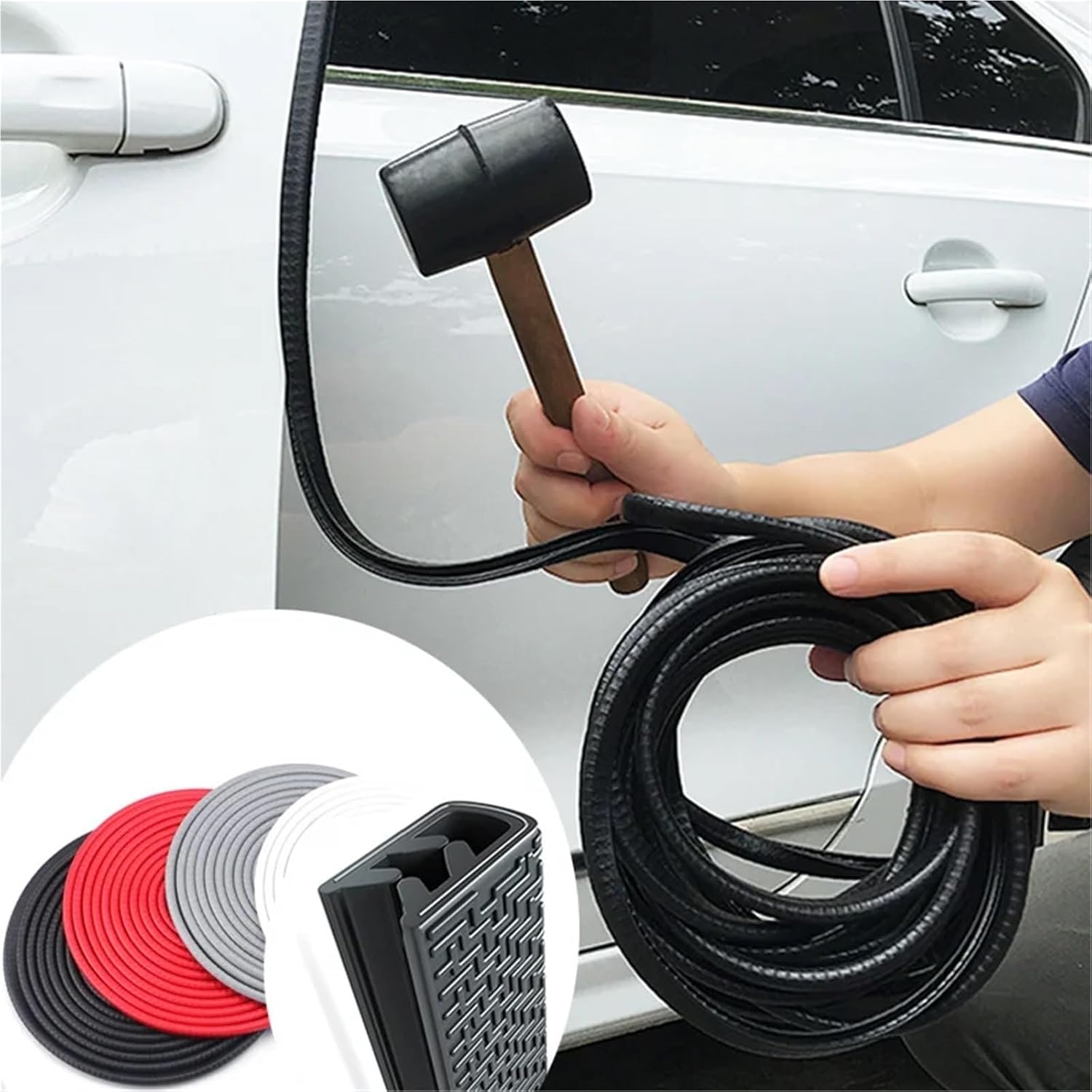 2/5M Car Door Edge Scratch Protector Strip Guard Trim Auto Door Anti Collision Strip with Steel Car-Styling Car Decoration(5M White)