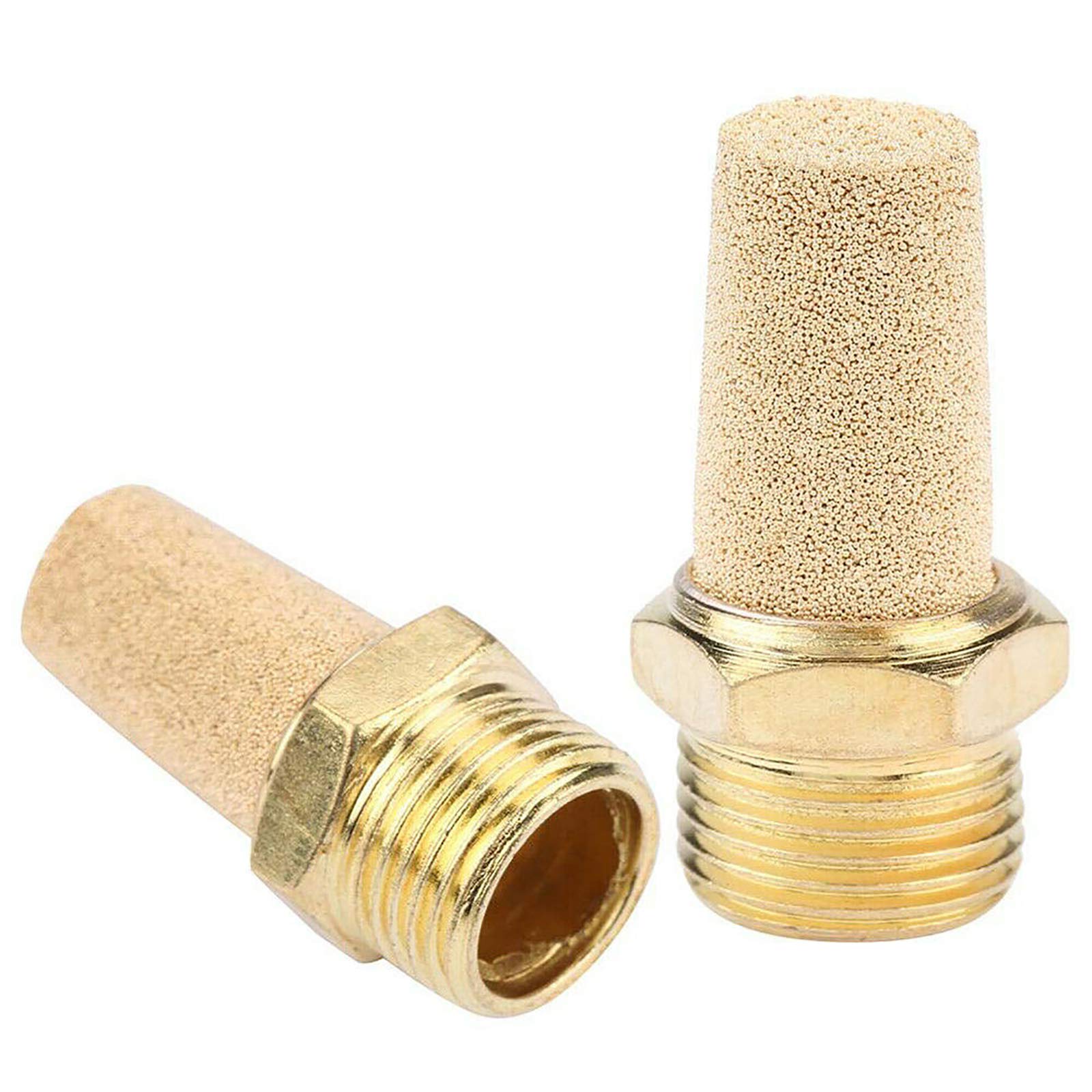 POWERTOOL Pneumatic Silencer 2PCS Noise Filter Brass BSP Male Thread Air Flow Speed Controller Exhaust Muffler (1/8")